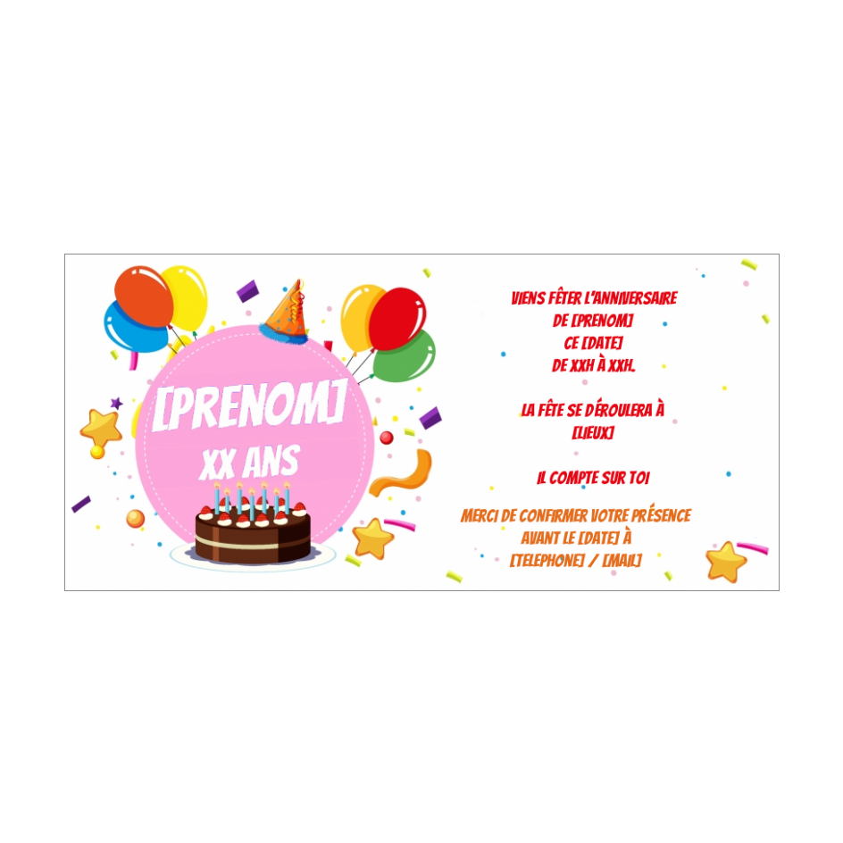 Carte Invitation Anniversaire Enfant Gateau Ballon Gratuit A Imprimer Carte 33