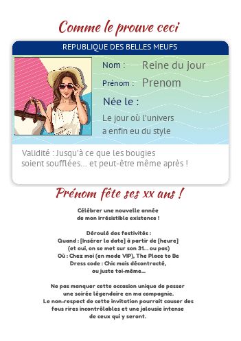 Invitation Anniversaire Humour Femme virtuelle gratuit
