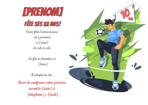 Carte Invitation Anniversaire Football Enfant Sport Gratuit A Imprimer Carte 3955