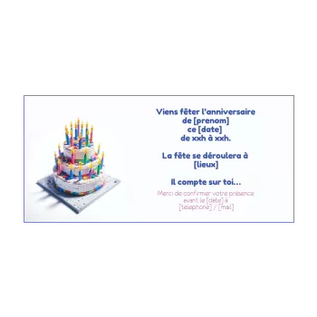 carte invitation anniversaire jouet bougie enfant gateau 