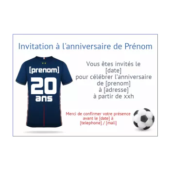 Invitation d'anniversaire Football gratuit à imprimer