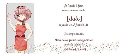 Carte Invitation Anniversaire Manga Coeur virtuelle gratuit