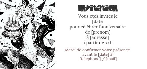 Carte Invitation Anniversaire Manga Blanc virtuelle gratuit