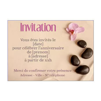 carte invitation anniversaire fleur plage zen 