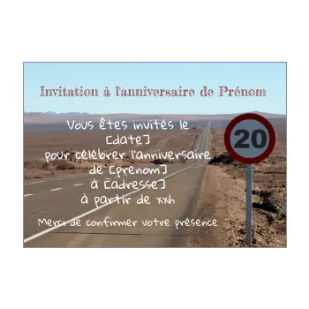 carte invitation anniversaire ciel route 
