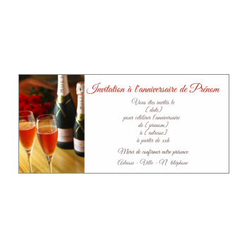 Carte Invitation Anniversaire Champagne Rose Alcool Gratuit A Imprimer Carte 22