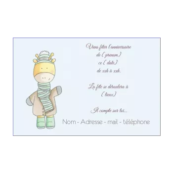 carte invitation anniversaire bebe bleu enfant animaux 