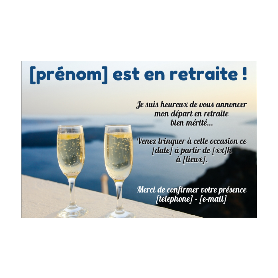 Carte Invitation Retraite Champagne Fete Mer gratuit à imprimer (carte
