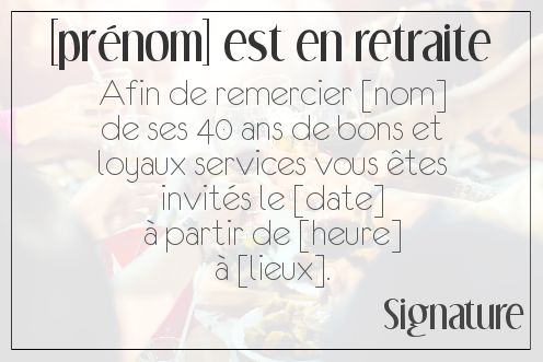Carte Invitation Retraite Champagne Cocktail gratuit à imprimer