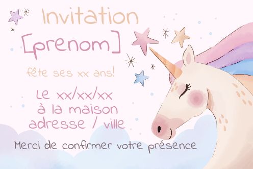 Carte Invitation Anniversaire Pastel Licorne Enfant Gratuit A Imprimer Carte 3975