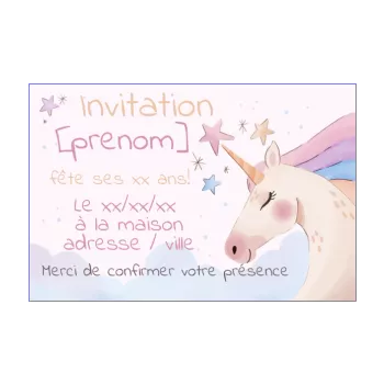 Invitation anniversaire licorne carte à gratter numérique