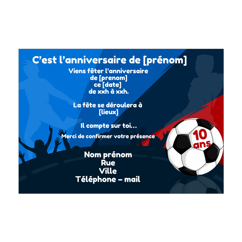 Carte Invitation Anniversaire Football Enfant Sport A Imprimer Carte 3090