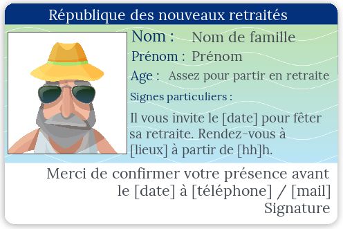 Carte Invitation Retraite Carte Identite gratuit à imprimer