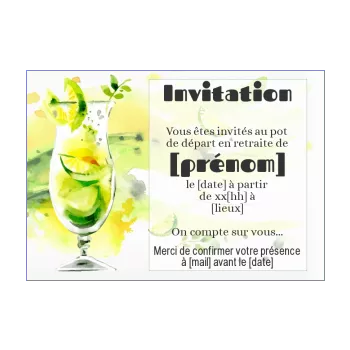 carte invitation citron retraite verre cocktail vert 