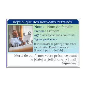 carte invitation retraite carte identite fete humour dessin 