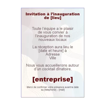 inauguration invitation commerce pastel abstrait bleu gris local 