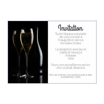 inauguration invitation bouteille commerce champagne local noir alcool 