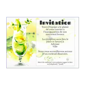 inauguration invitation citron commerce verre cocktail local vert 