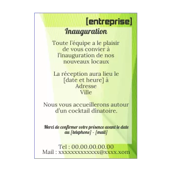 inauguration invitation commerce abstrait local vert 