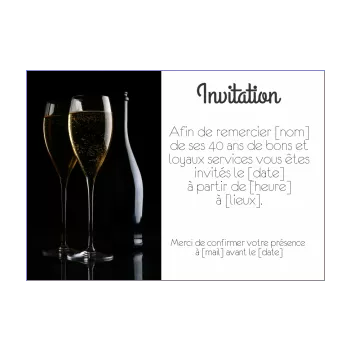 carte invitation bouteille retraite champagne noir alcool 