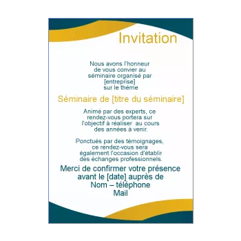 carte invitation reunion seminaire bleu jaune 