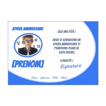 carte joyeux anniversaire bleu enfant garcon 