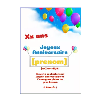 carte joyeux anniversaire ballon blanc enfant 