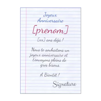 carte joyeux anniversaire blanc enfant 