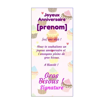 carte joyeux anniversaire enfant fille gateau rose 