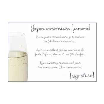 Carte Joyeux Anniversaire Champagne Bleu Alcool gratuit à imprimer (carte  2667)