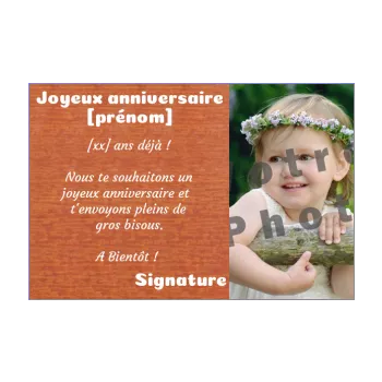 carte joyeux anniversaire enfant marron 