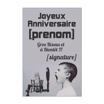 carte joyeux anniversaire enfant gris musique 