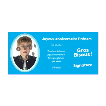 carte joyeux anniversaire bleu enfant garcon 