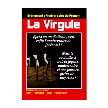 carte joyeux anniversaire journal magazine gateau noir rouge 