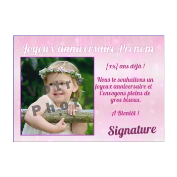 carte joyeux anniversaire princesse enfant fille rose 