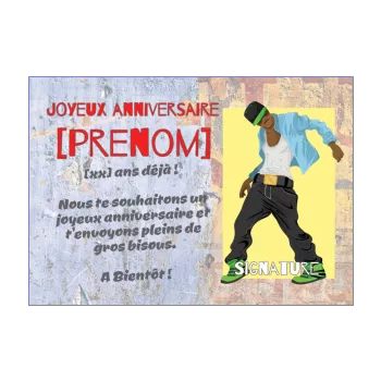 carte joyeux anniversaire danse enfant garcon rouge 