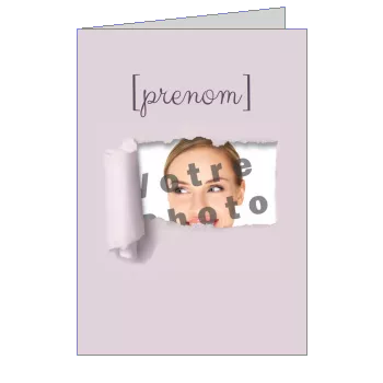 Carte Etiquette Joyeux Anniversaire Mauve avec photo virtuelle