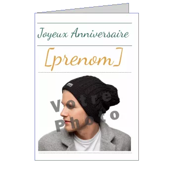 Carte Joyeux Anniversaire Bleu Jaune avec photo virtuelle