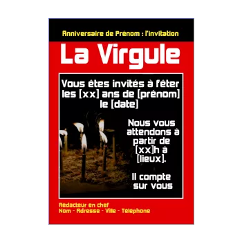 carte invitation anniversaire journal magazine noir rouge 