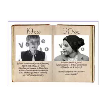 carte invitation anniversaire journal livre marron 
