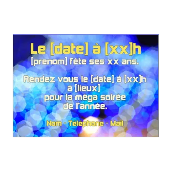 carte invitation anniversaire soiree bleu 