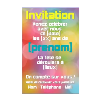 carte invitation anniversaire soiree lumiere 