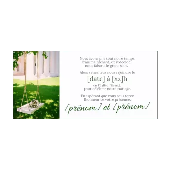 faire part invitation mariage blanc jardin vert 
