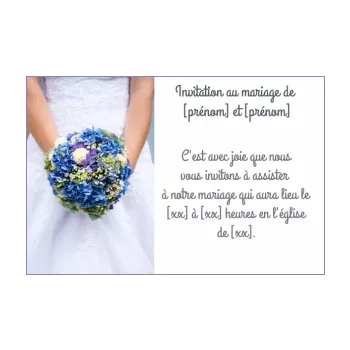 faire part invitation mariage blanc bleu fleur 