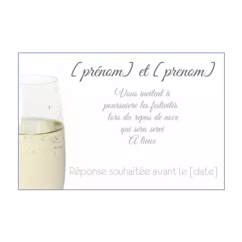 carte invitation mariage repas champagne blanc alcool 