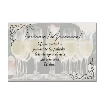 carte invitation mariage repas champagne alcool 