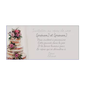 carte invitation mariage repas gateau gris 