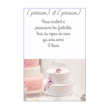 carte invitation mariage repas blanc gateau 