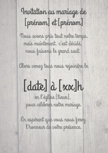 Verso Faire Part Mariage Bois avec photo à imprimer
