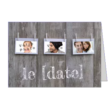 Faire Part Mariage Bois avec photo à imprimer